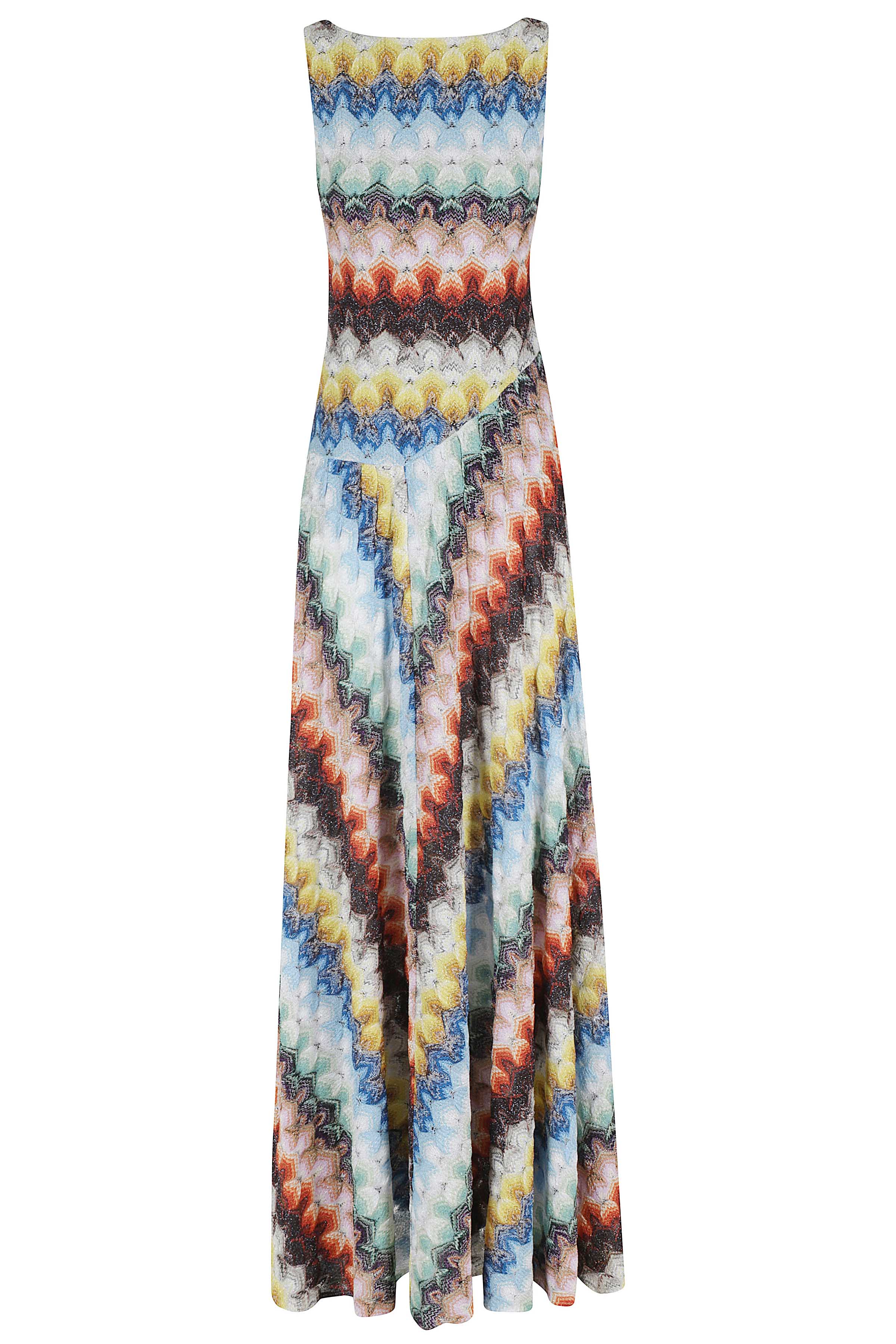 Sleveless Long Dress Multicolour Viscosa Fibra Metallica Abito