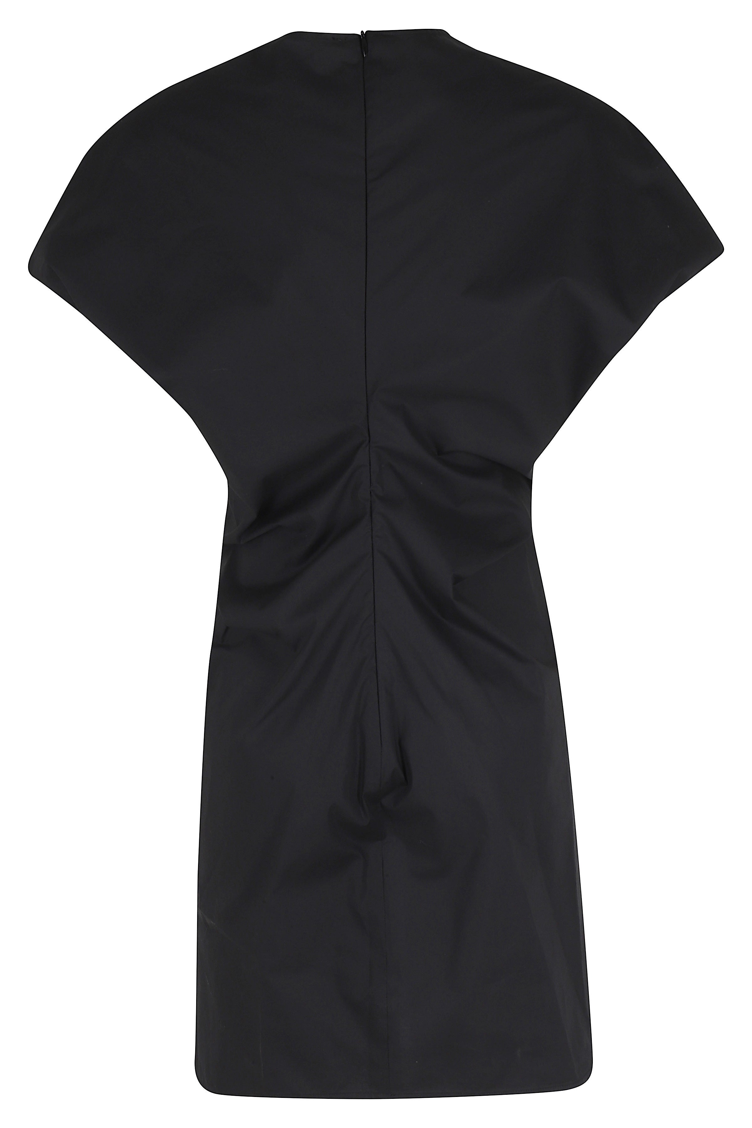 Abito Corto Scollo V Popeline Black Cotone Elastan