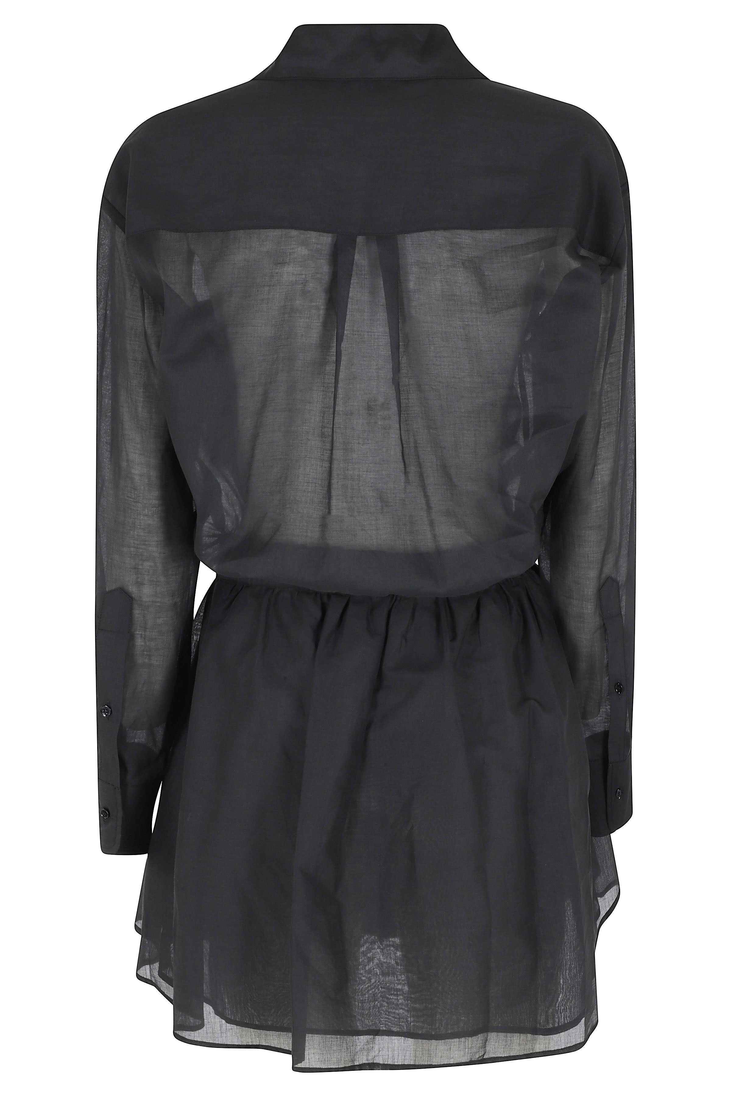 Abito Corto Allacciatura A Camicia Mussola Di Cotone Black