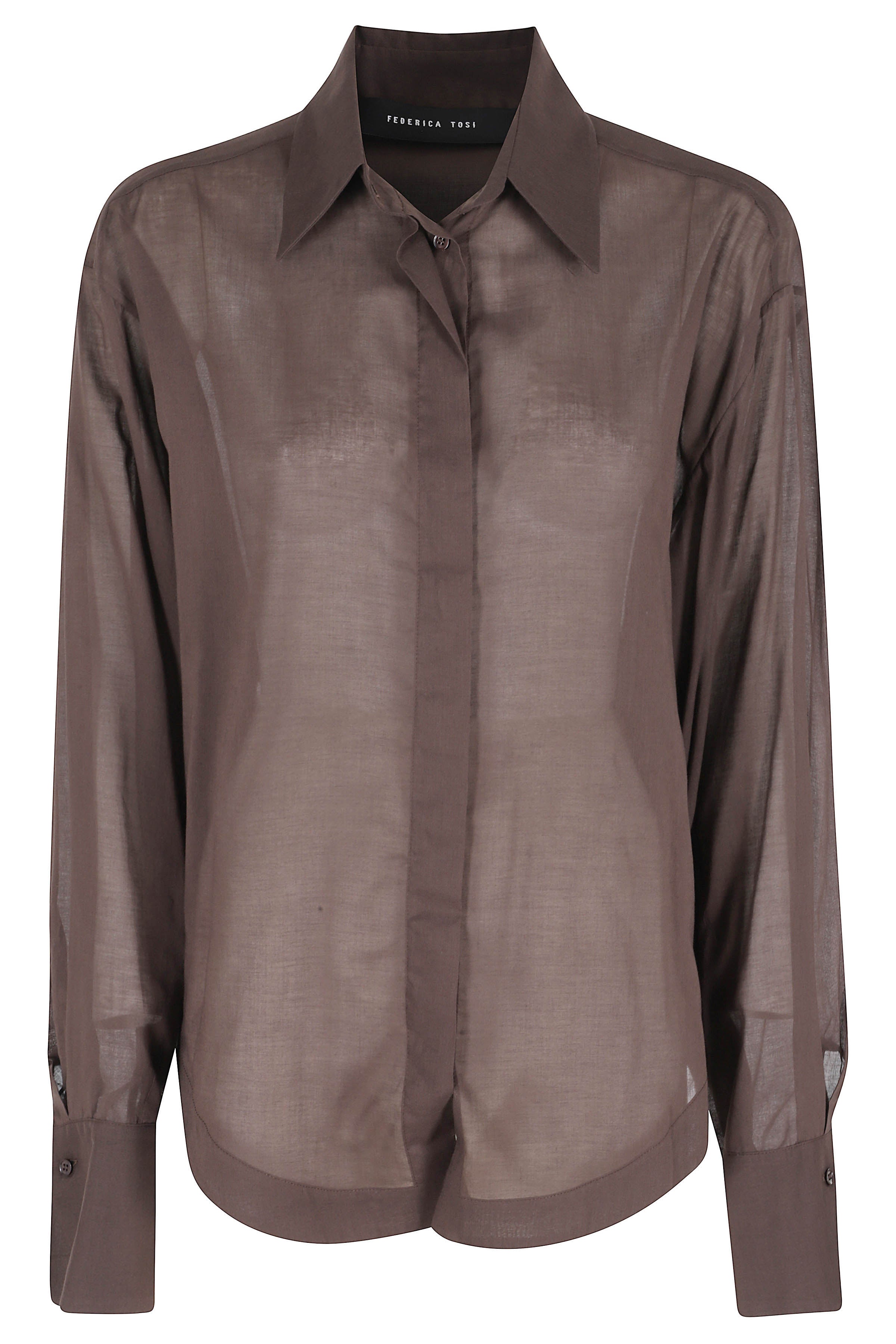 Camicia Over Mussola Di Cotone Brown