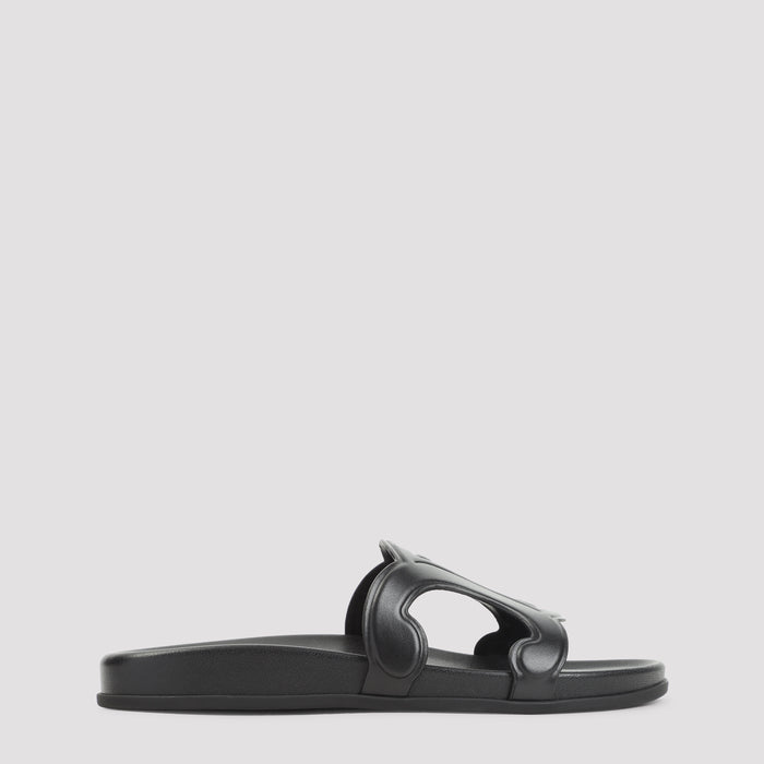 Triomphe Slide Black Calf Leather Shoe