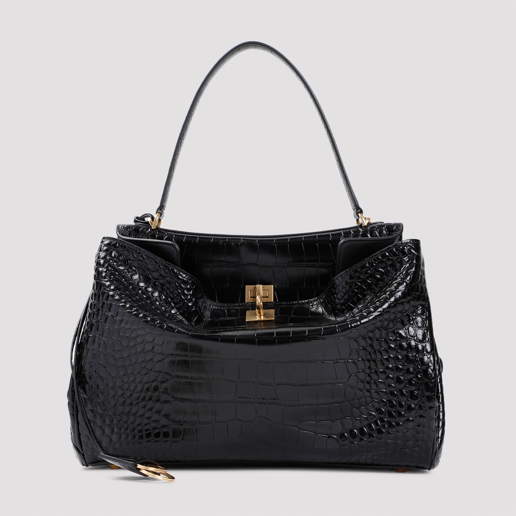 Rodeo Top Handle M Handbag Black Calf Leather Bag