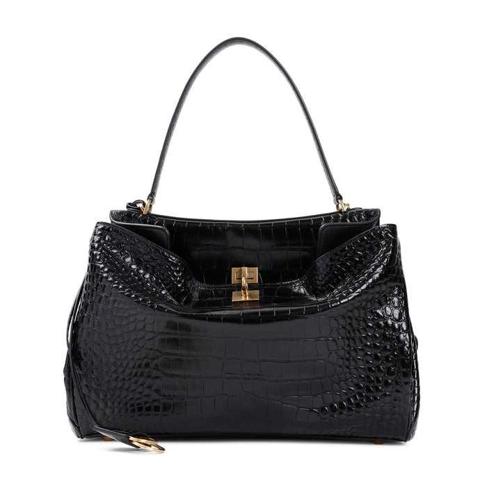 Rodeo Top Handle M Handbag Black Calf Leather Bag