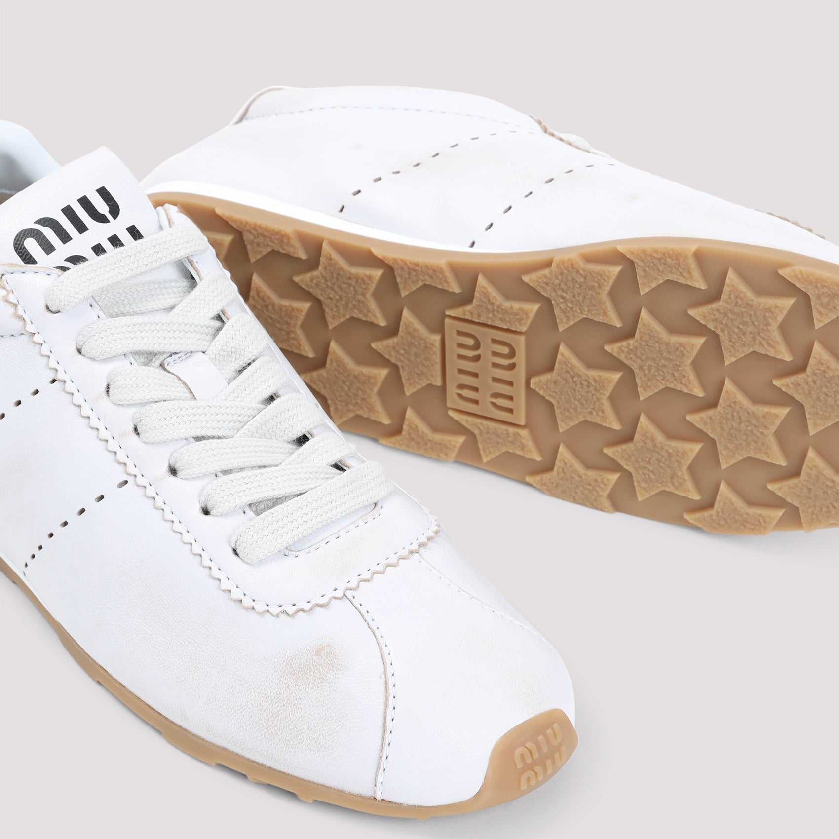 Leather Sneakers White Lamb