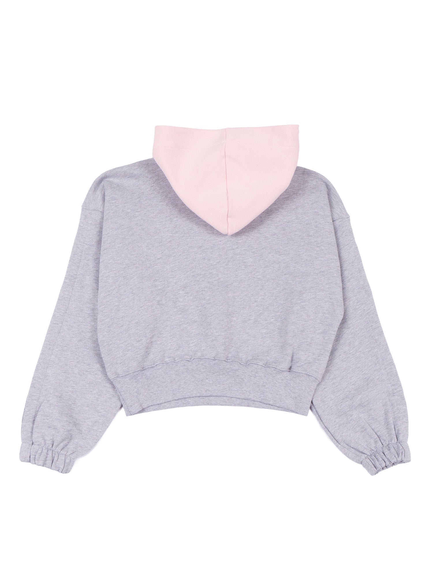 CROPPED HOODIE GIRL Grey Cotton Sweatshirt