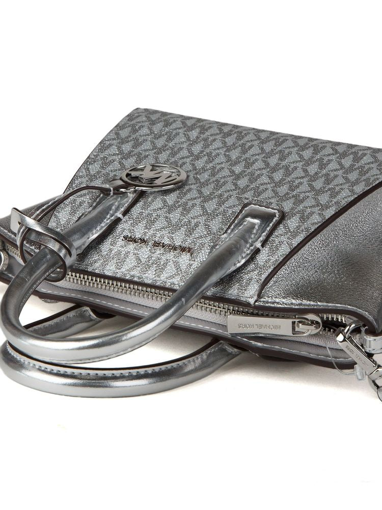 Michael Kors Satchel Bag Silver 89.coated Canvas / Satchel-bags