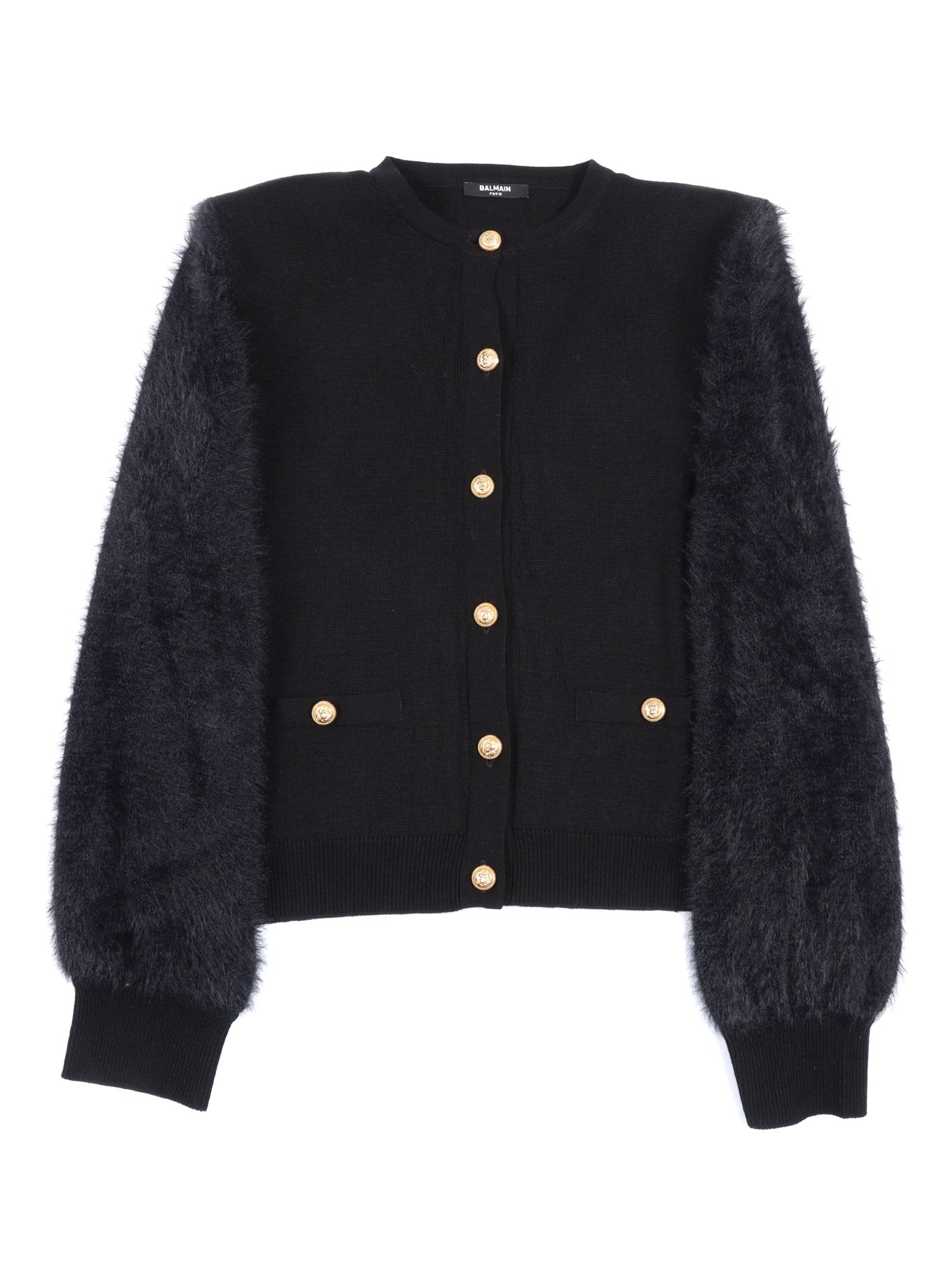 Knit Cardigan Black Wool Cotton