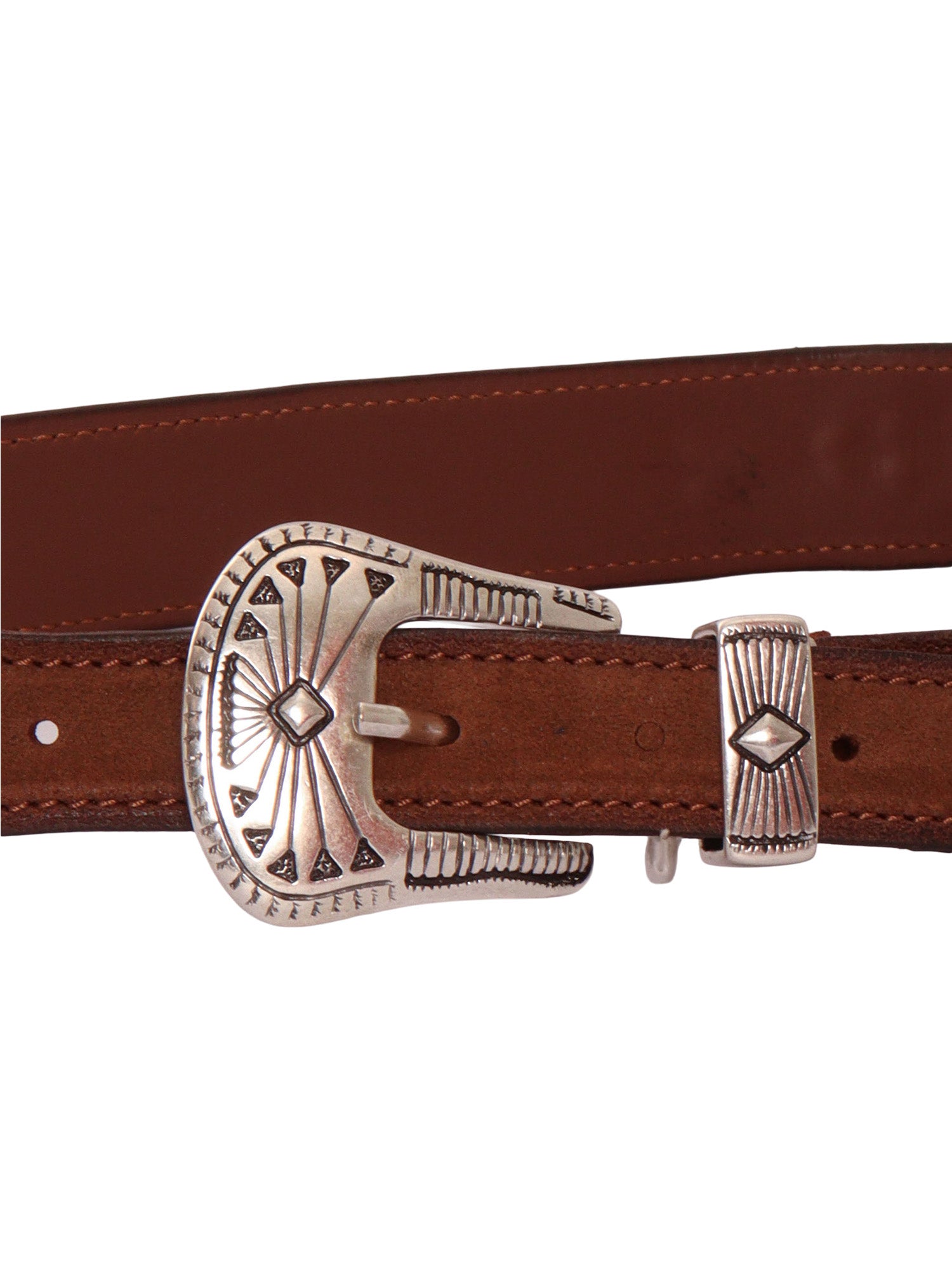 SUEDE WESTERN BELT WITH LEATHER INSERTS STUDS Brown