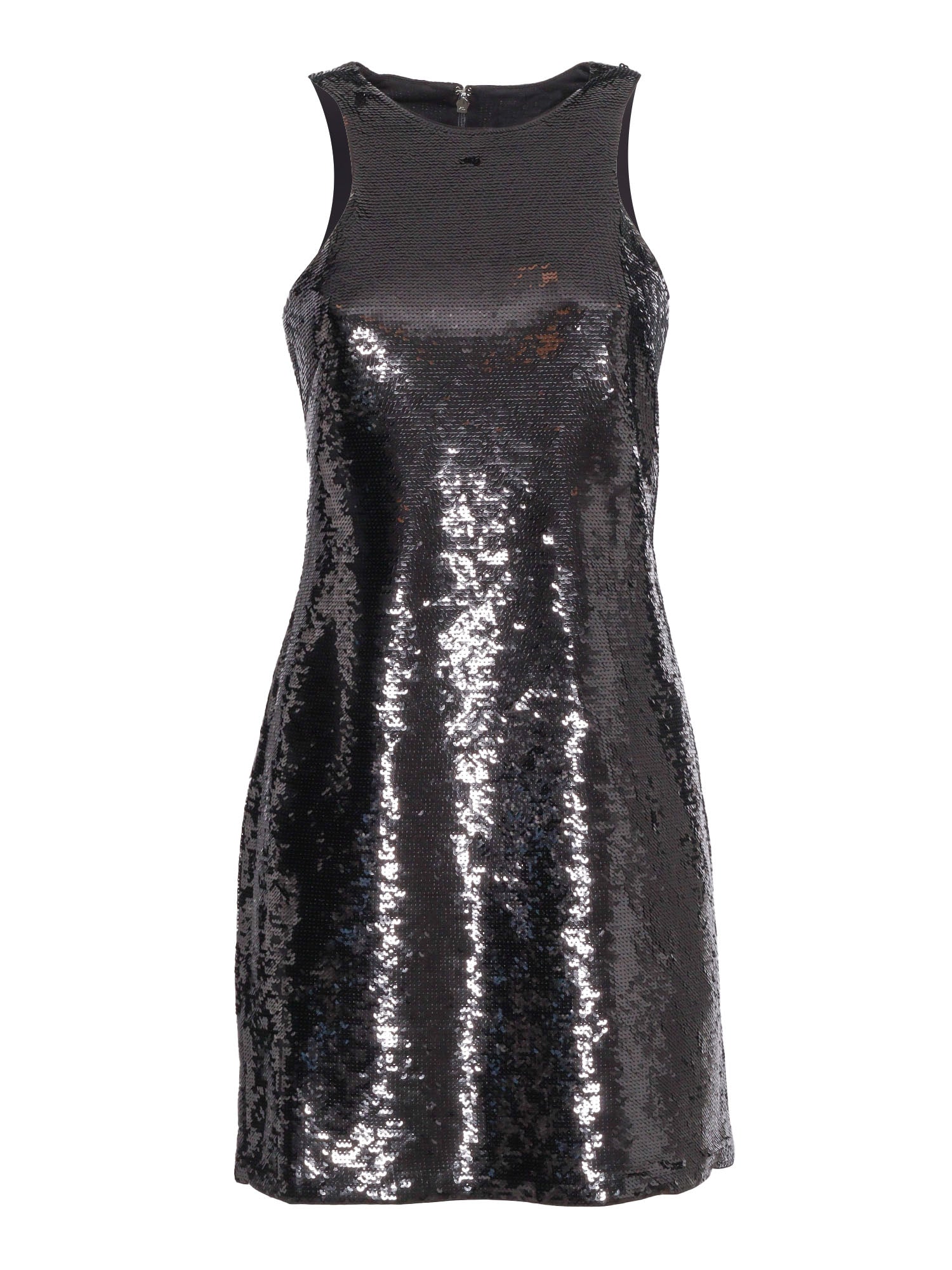 Dress With Sequins Black Recycled Polyester Midi