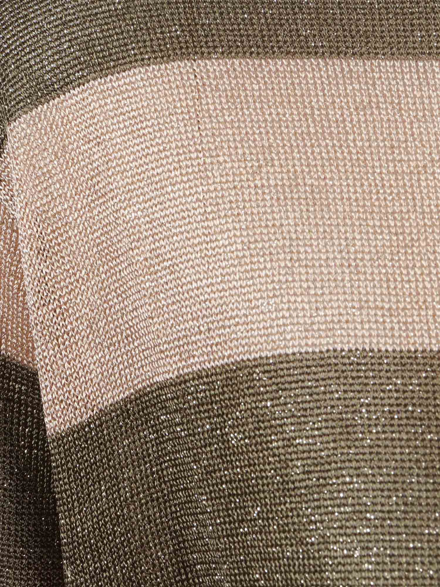 Striped Lurex Crew Neck, Short Sleeves Green Viscose Metallic Fibre Crewneck