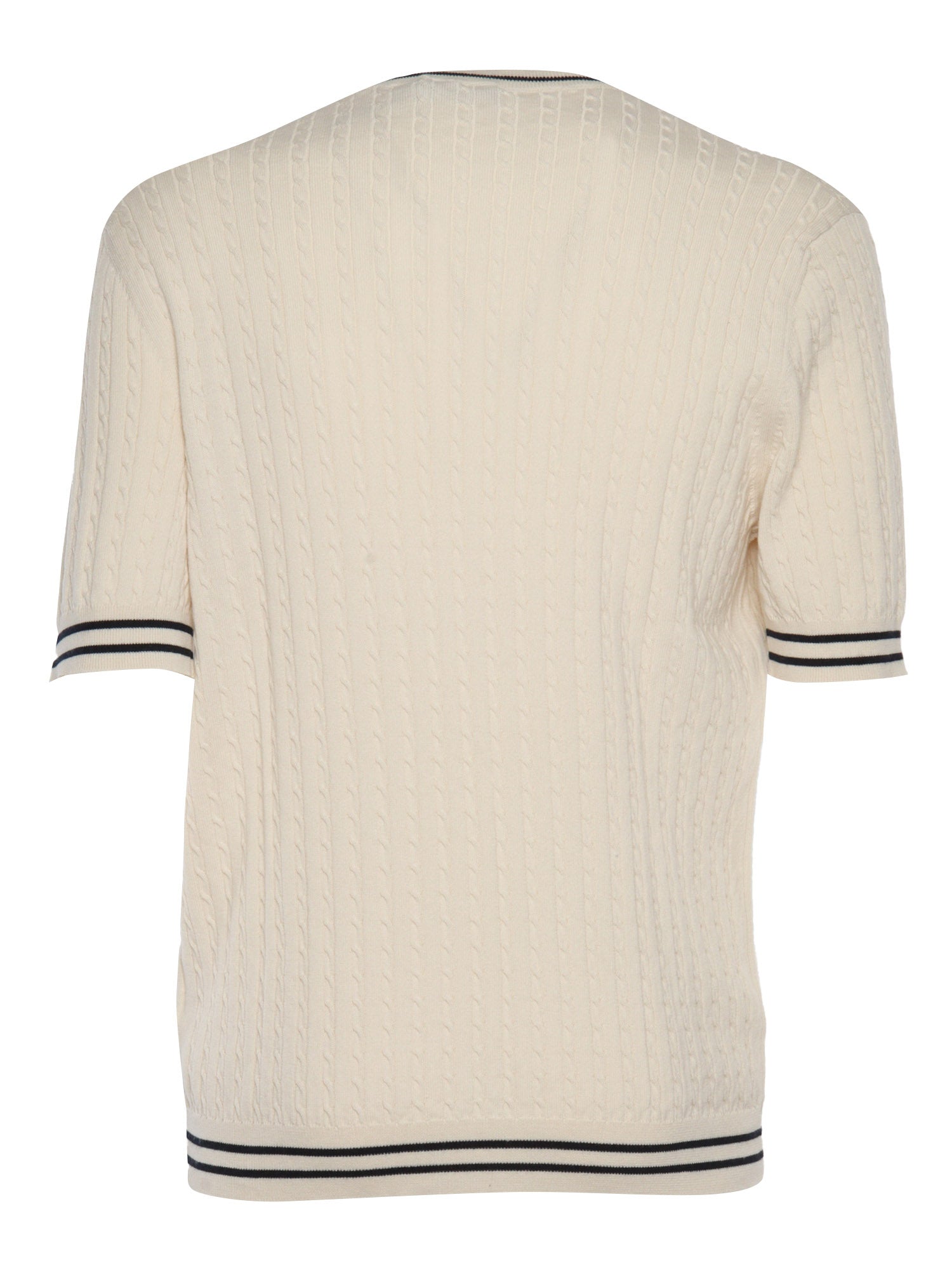 Knitted T-shirt White Cotton Short Sleeves