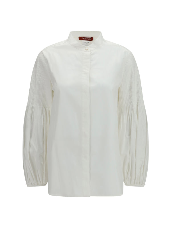 Balloon Sleeve Blouse Bianco Seta Cotton Shirt