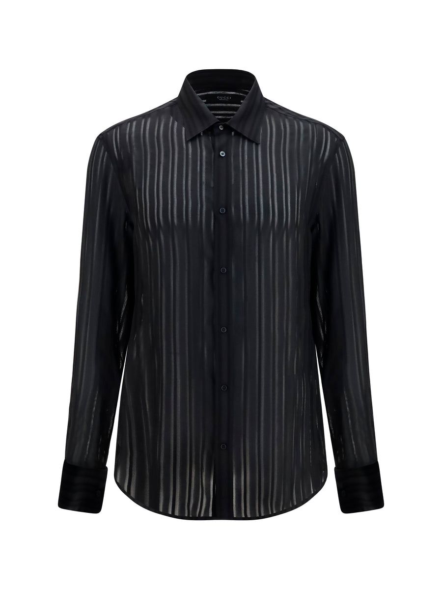 Shirt Striped Silk Gauze Black