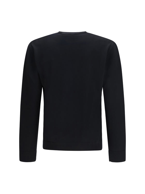 Sweater With Intarsia V, Virgin Wool, Black-Cream Black/cream Fleece Wool (ovis Aries)