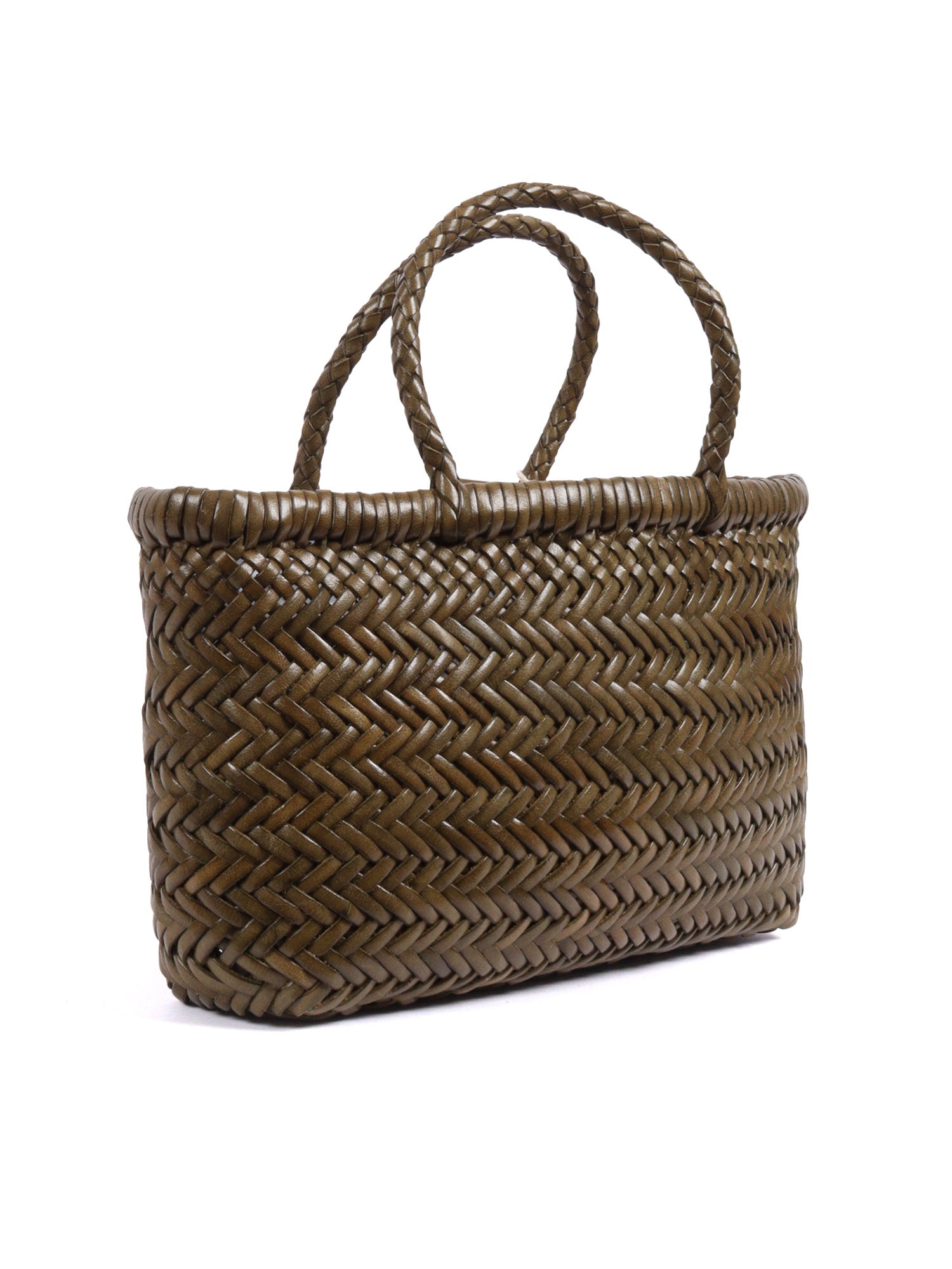 MINI FLAT GORA BASKET Green Calf Leather Handbag