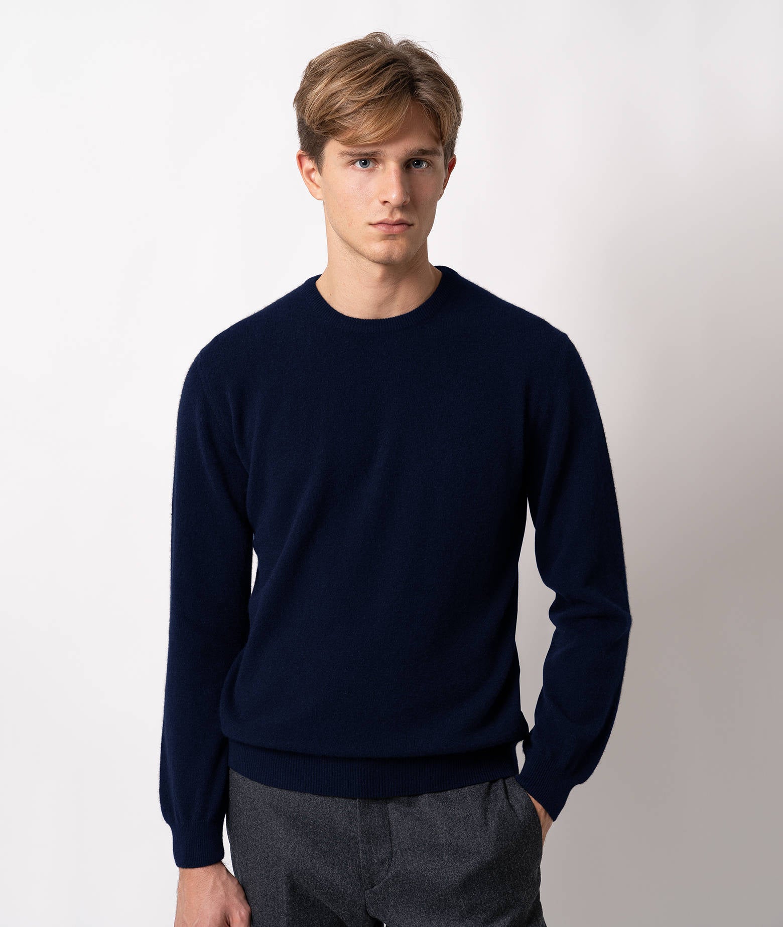 Crewneck Cashmere Sweater Ottawa Blue Basic Light Kintwear