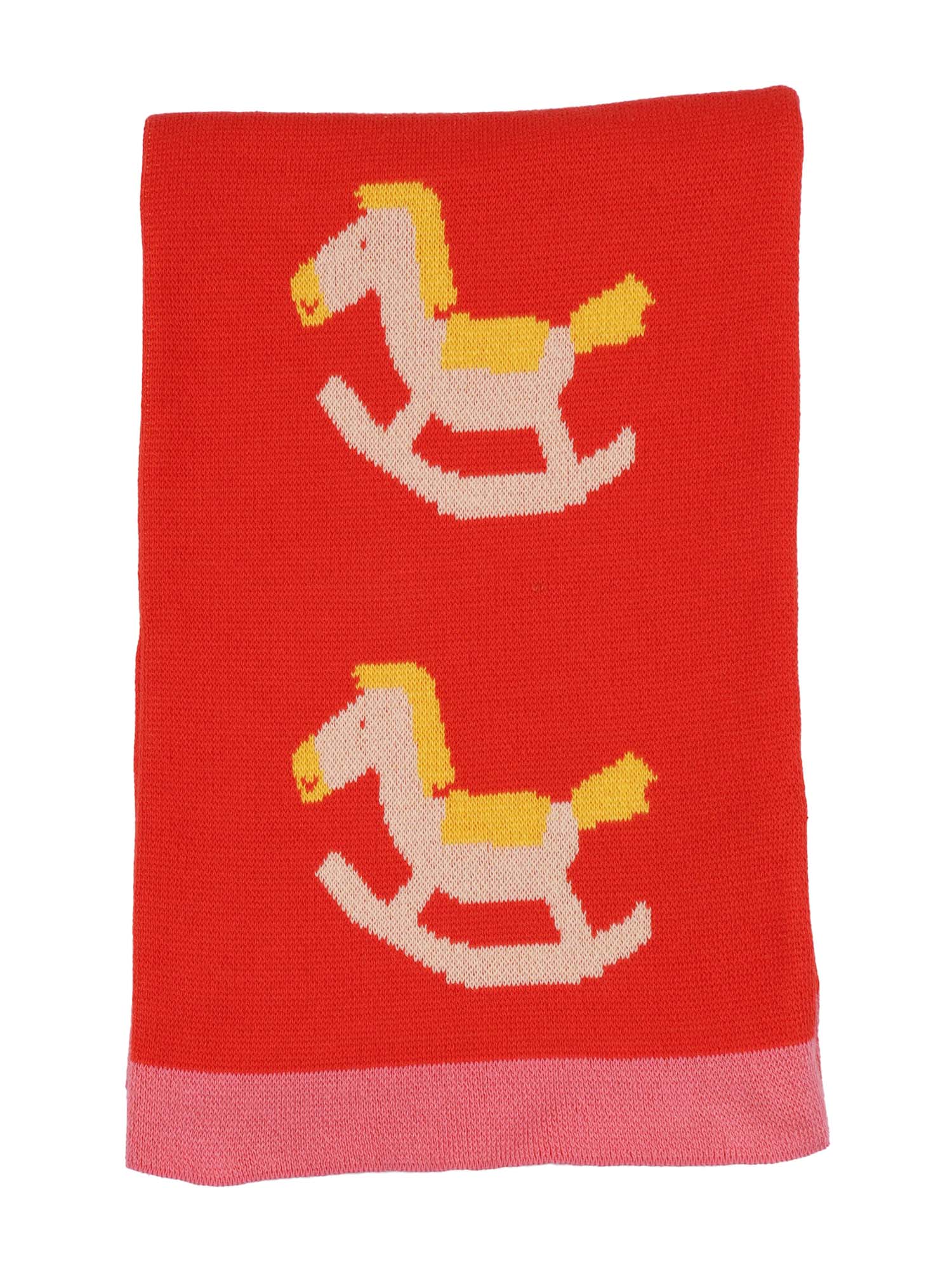Rocking Horse Knitted Gift Set Red Organic Cotton Box Regalo