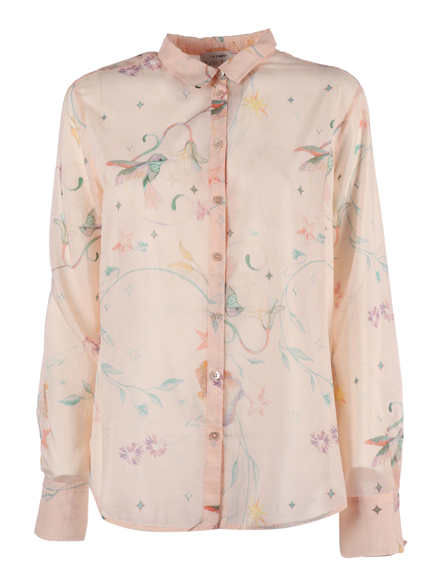 Regular Voile Shirt With Deliverance Print Pink Cotton Silk