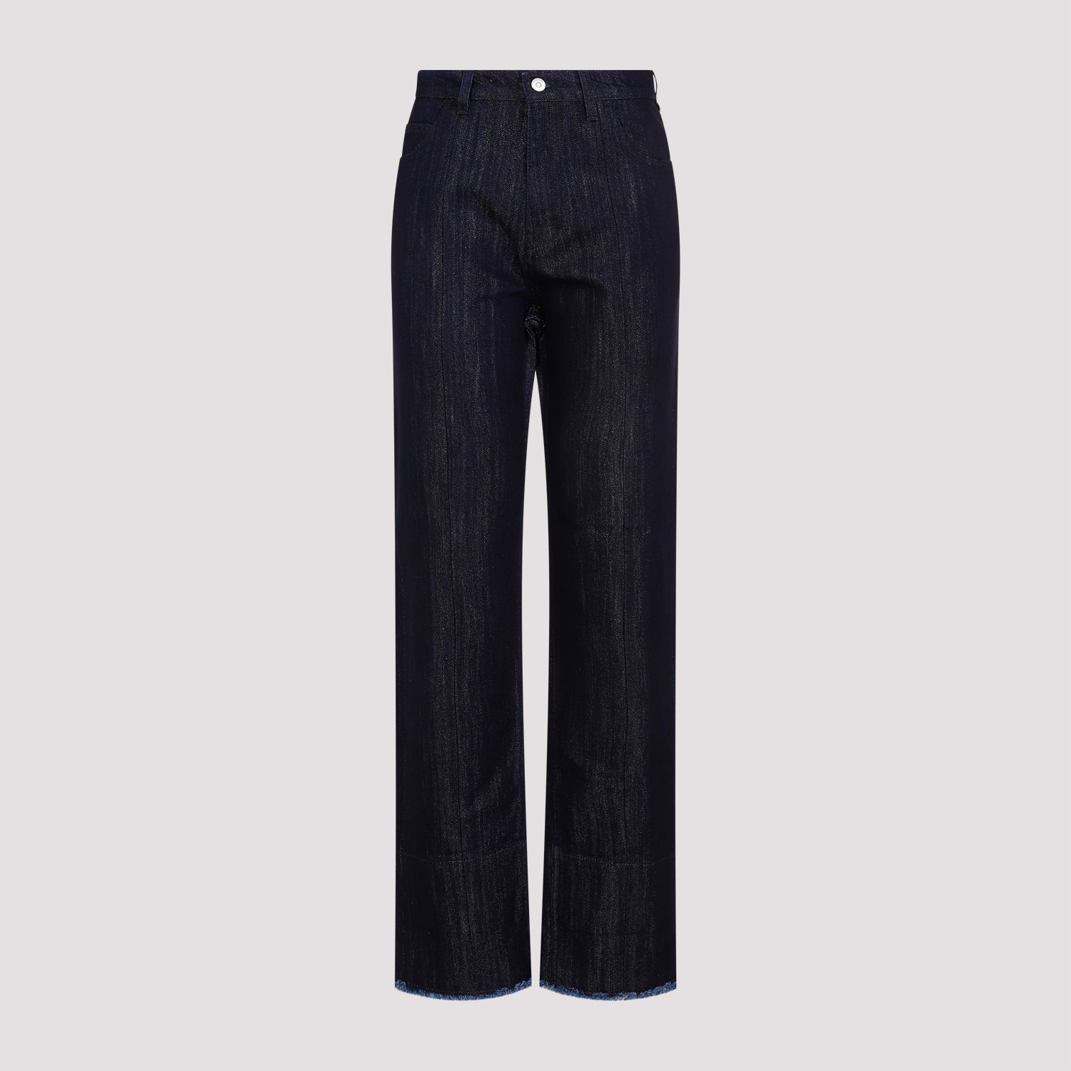 Cropped High Waist Tapered Jeans Blue Cotton Rayon Polyester