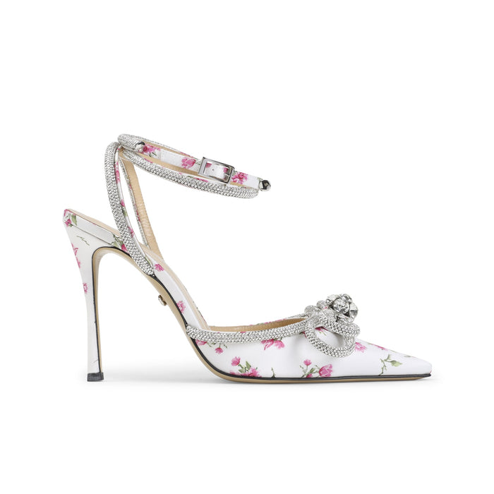 Mach & Double Bow Cheri Floral Satin High Heels Sandals