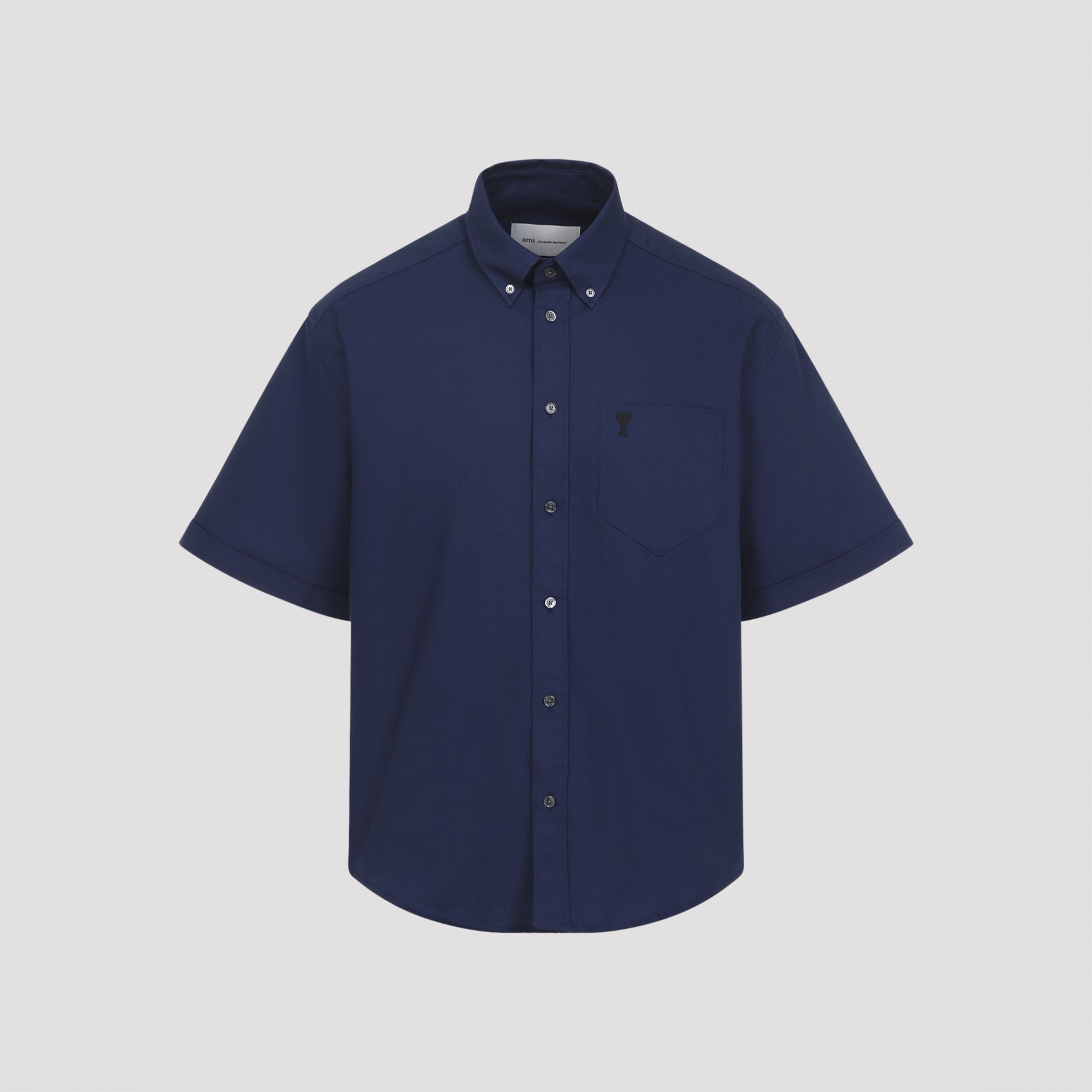 Ami Boxy Short Sleeve Shirt Blue Cotton