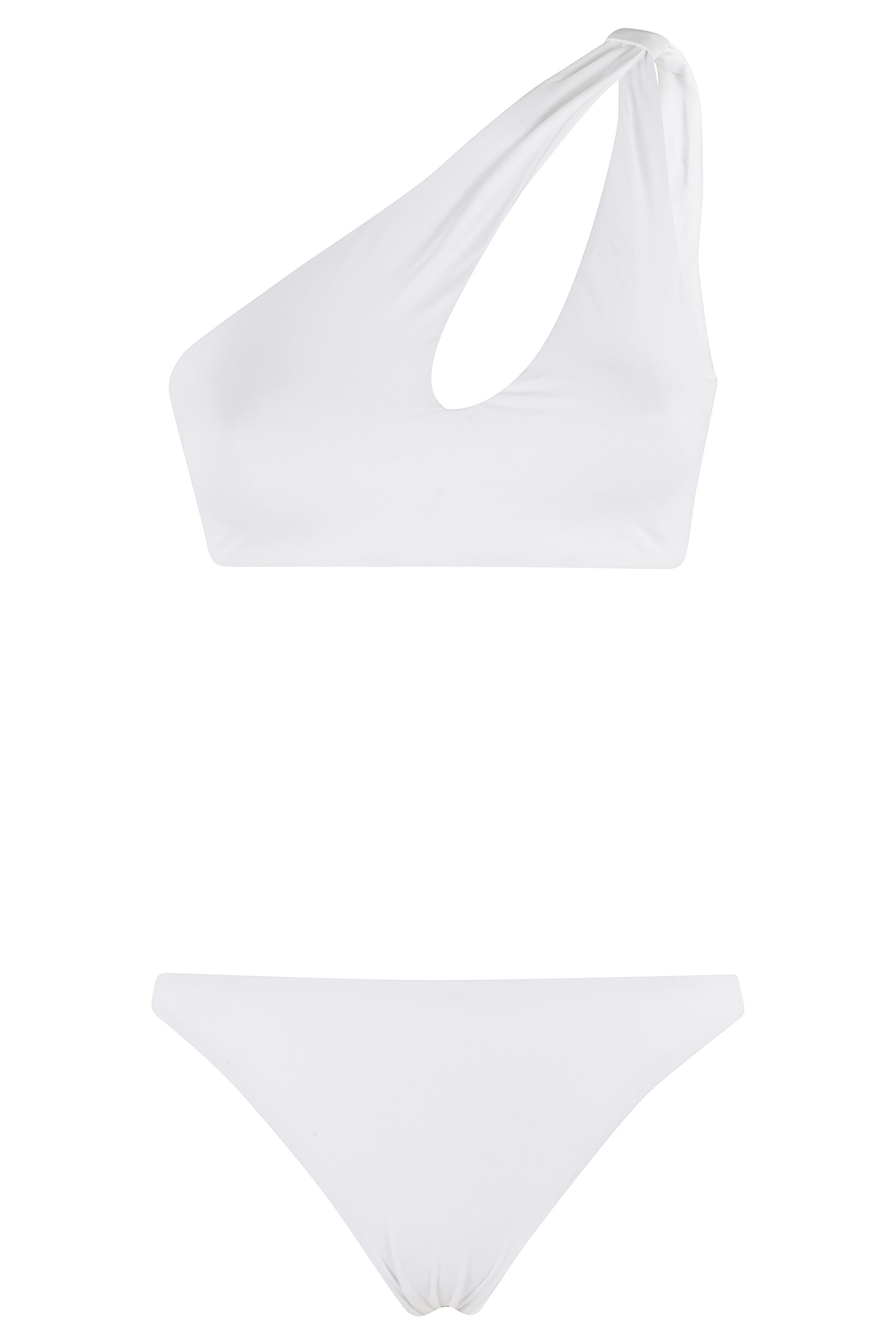 Bikini Monospalla Nodo White Poliammide Elastane Costume