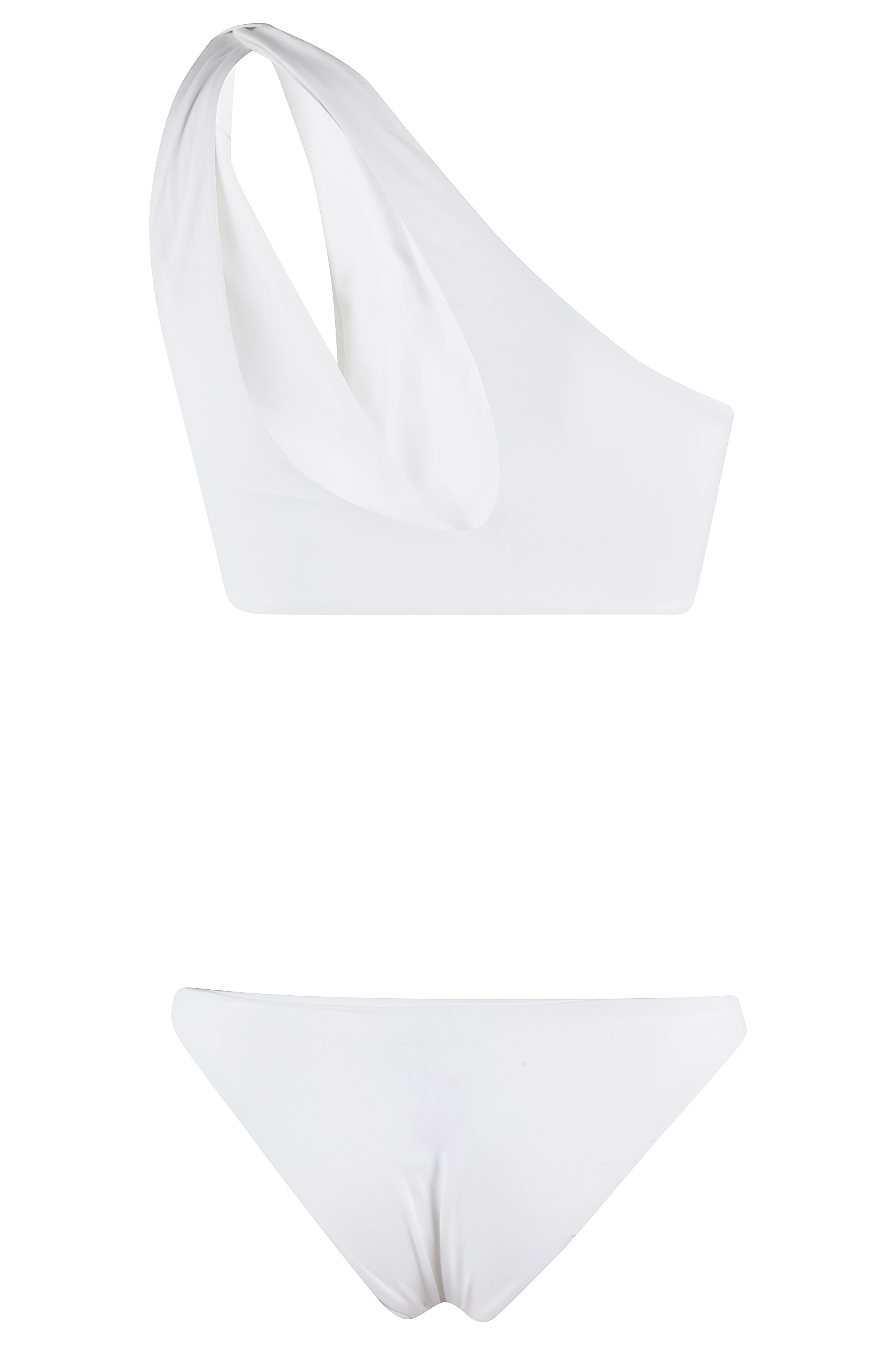 Bikini Monospalla Nodo White Poliammide Elastane Costume