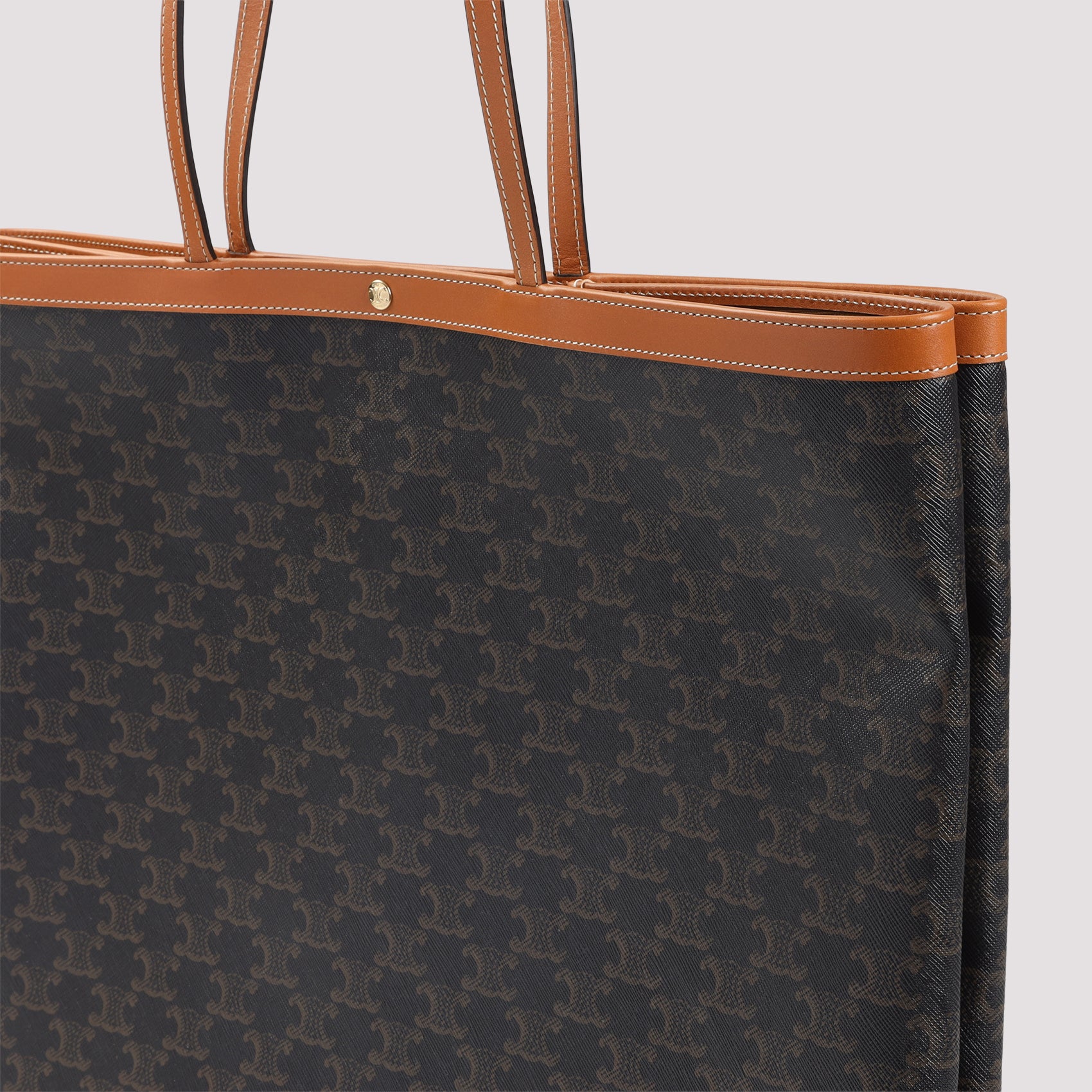 Large Flat Shopper Bag Nude & Neutrals Triomphe Textile Leather