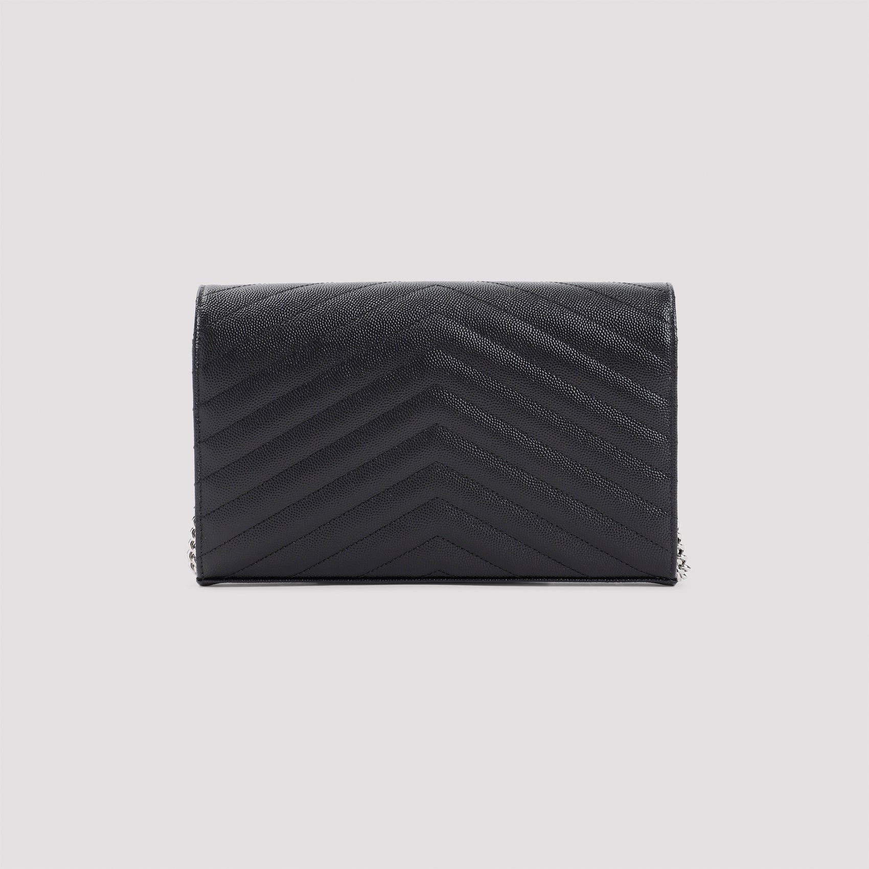 Ysl Chain Wallet Black Matelasse` Leather Smallleathergoods