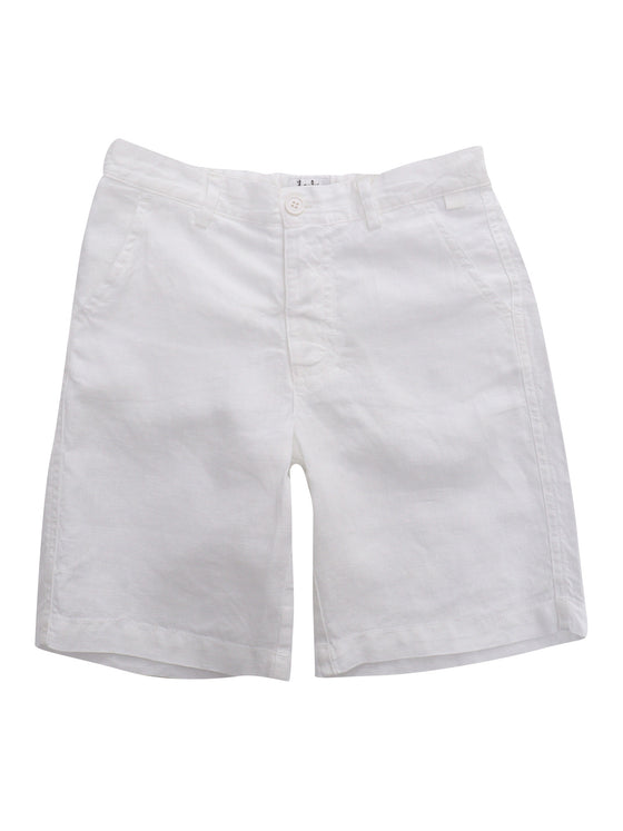 White Linen Bermuda Pocket Lining Cotton Short