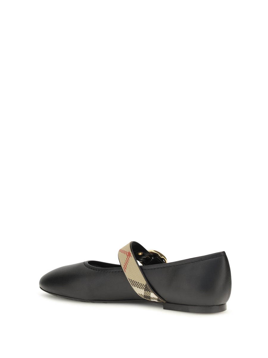 Ballerina Flats Robin Leather Black Calf Shoes