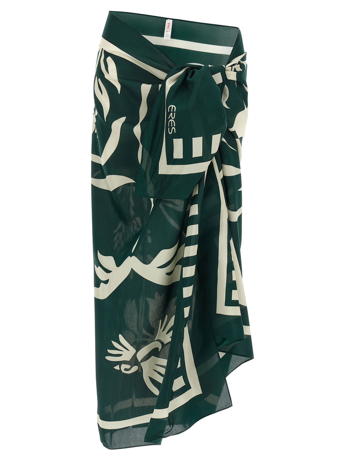 Mandapa sarong skirt Green Cotton Silk Beachwear