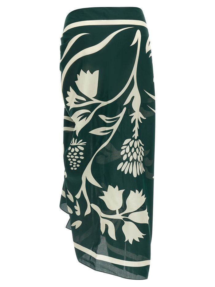Mandapa sarong skirt Green Cotton Silk Beachwear