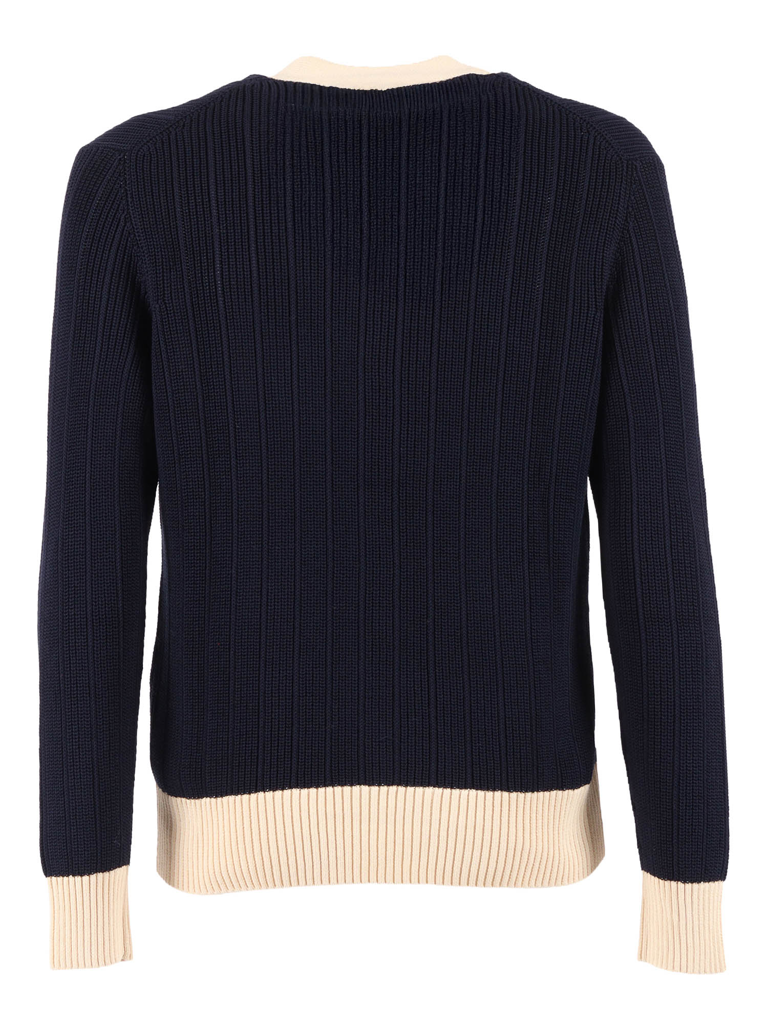 V NECK CARDIGAN Blue Cotton