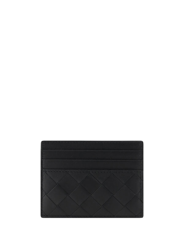 Card Holder With Iconic Intrecciato Black-silver Calf Leather Bos Taurus Umbrellas