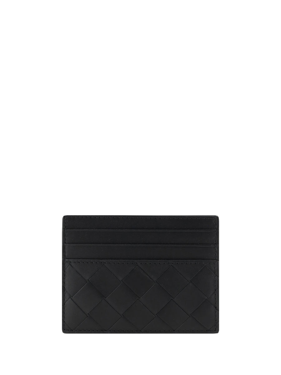 Card Holder With Iconic Intrecciato Black-silver Calf Leather Bos Taurus Umbrellas