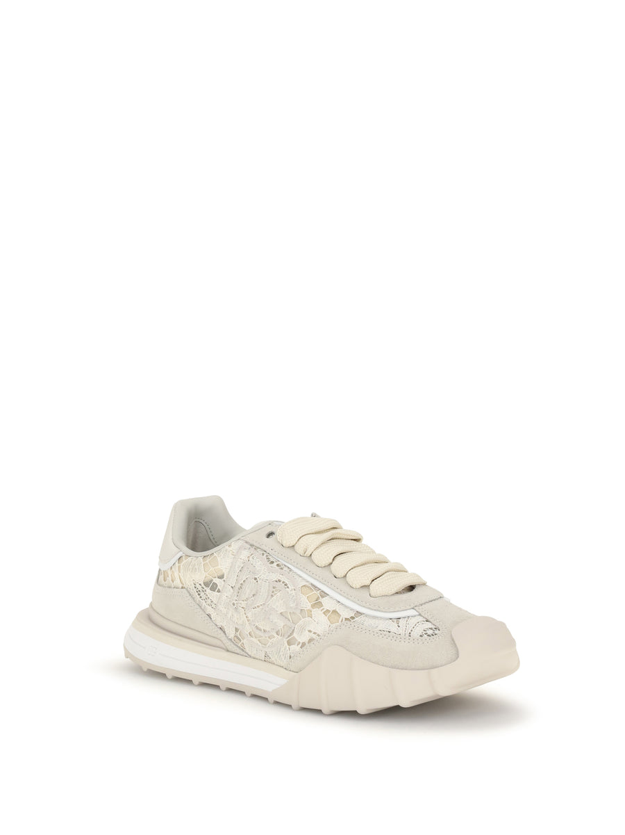 Sneakers Leather And Lace Beige Beige/chalk Trainers