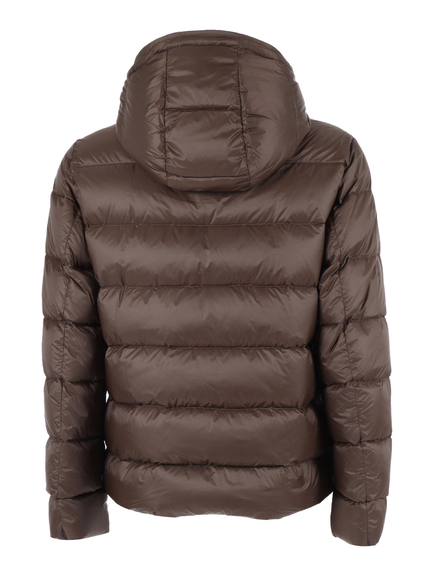 Db Front Hooded Down Jacket Brown Short Puffer