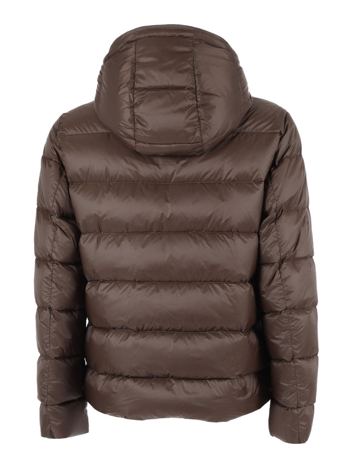 Db Front Hooded Down Jacket Brown Short Puffer