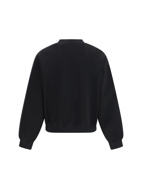 Crewneck Sweater Mix Media Black Cotton Sweatshirts
