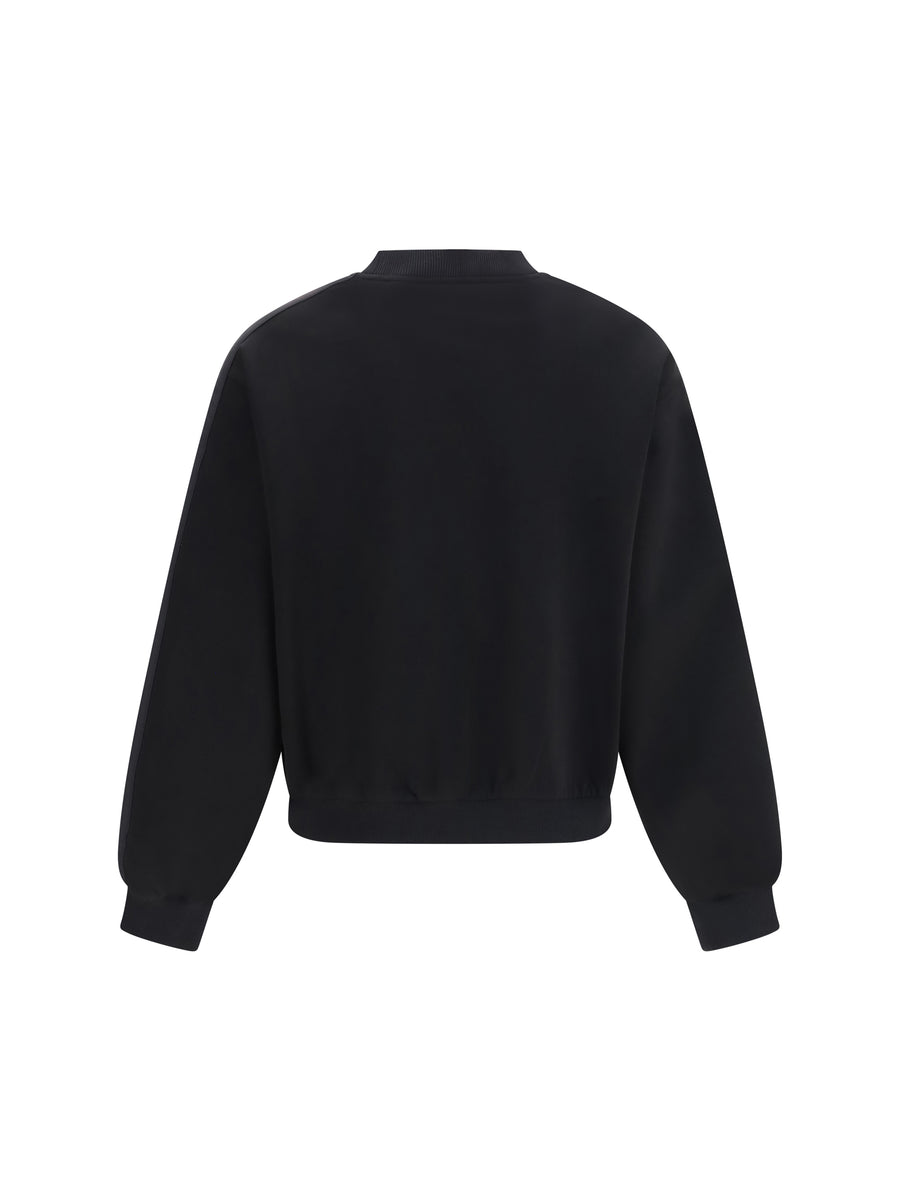 Crewneck Sweater Mix Media Black Cotton Sweatshirts