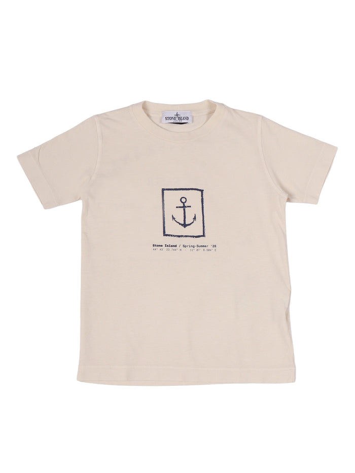 T-Shirt Beige Cotton Short Sleeves