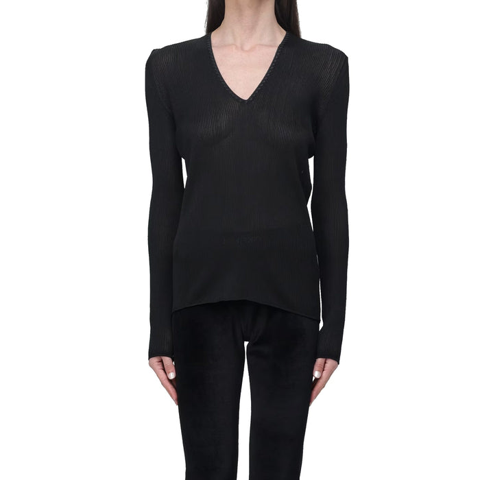 Tom Ford Sheer Fine-Ribbed Top Black Polyamide Viscose