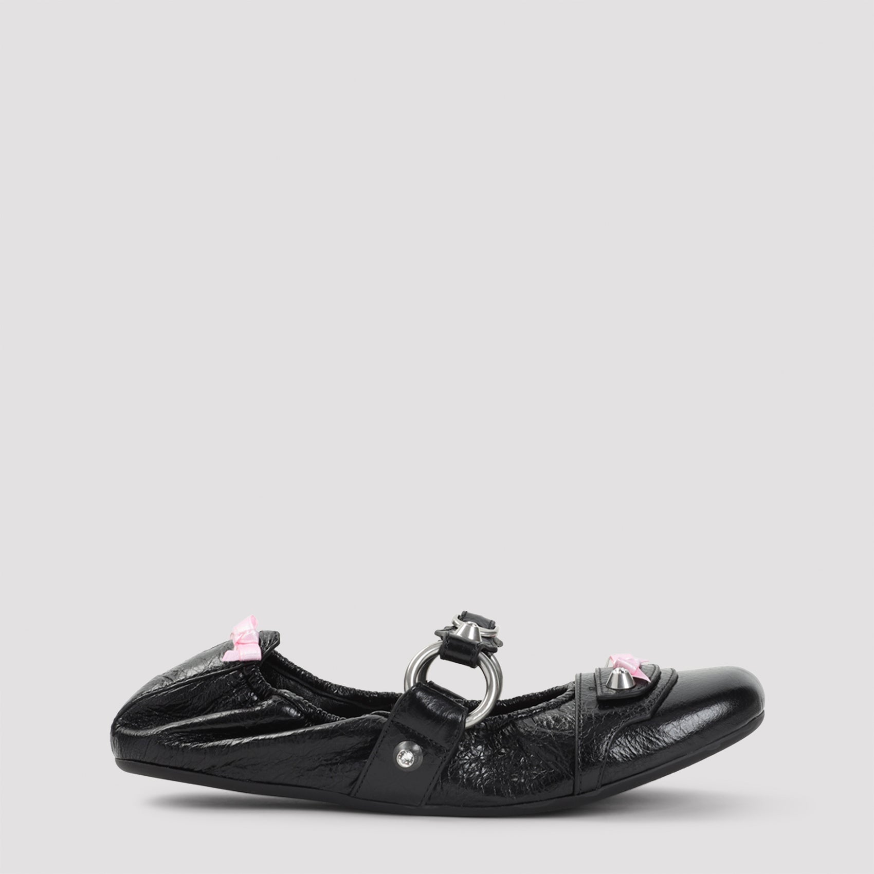 City Flat L005 Sandals Black Lamb Leather Shoe