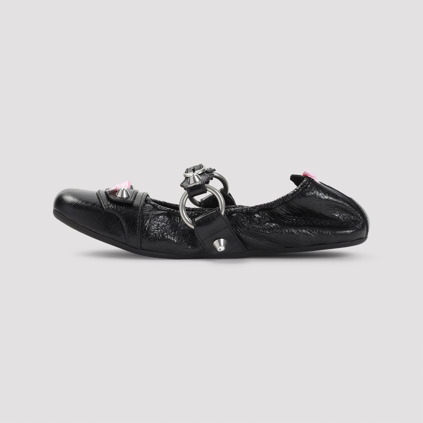City Flat L005 Sandals Black Lamb Leather Shoe