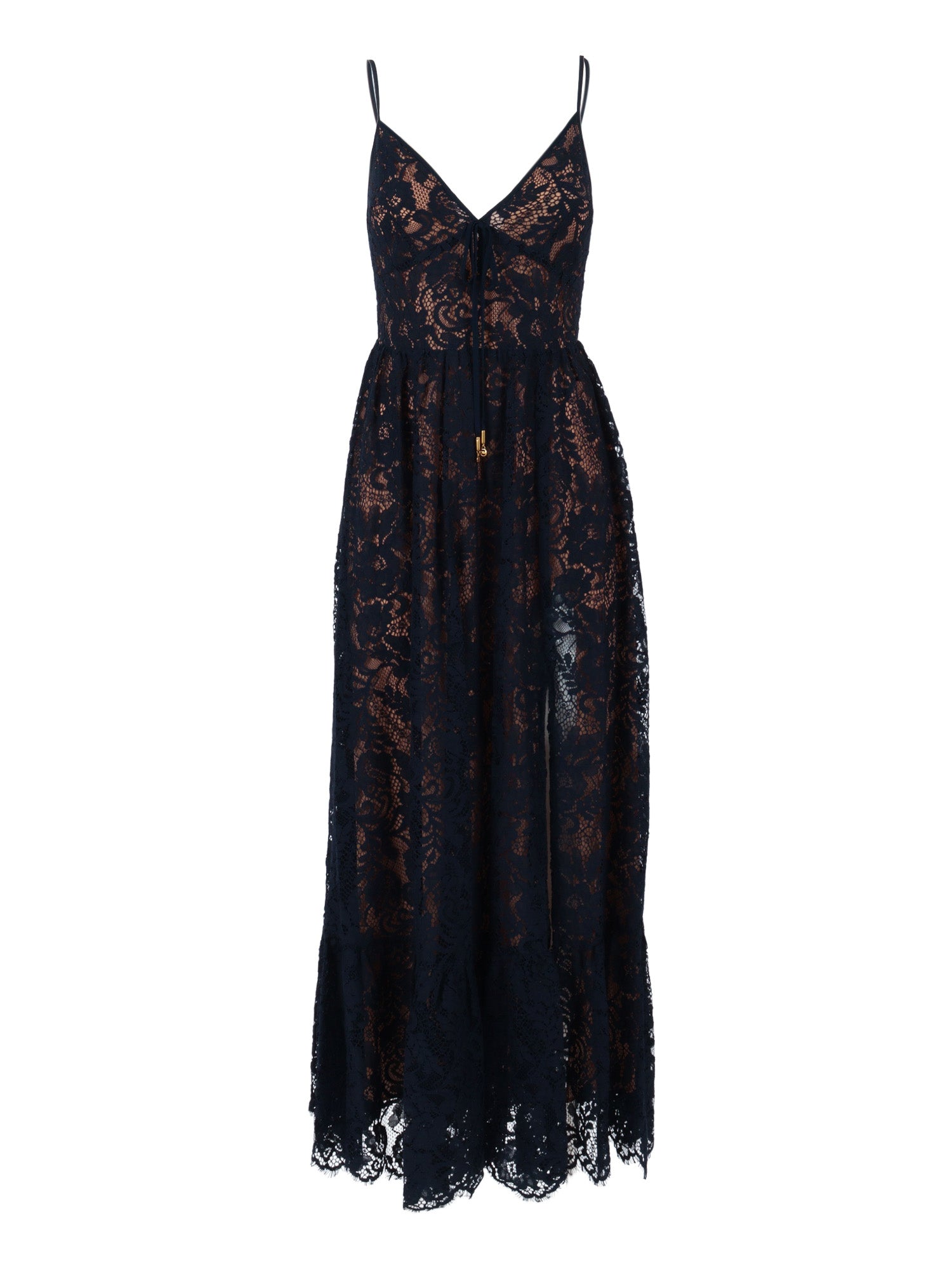 CORDED LACE MAXI DRESS Blue Nylon Cotton Midi