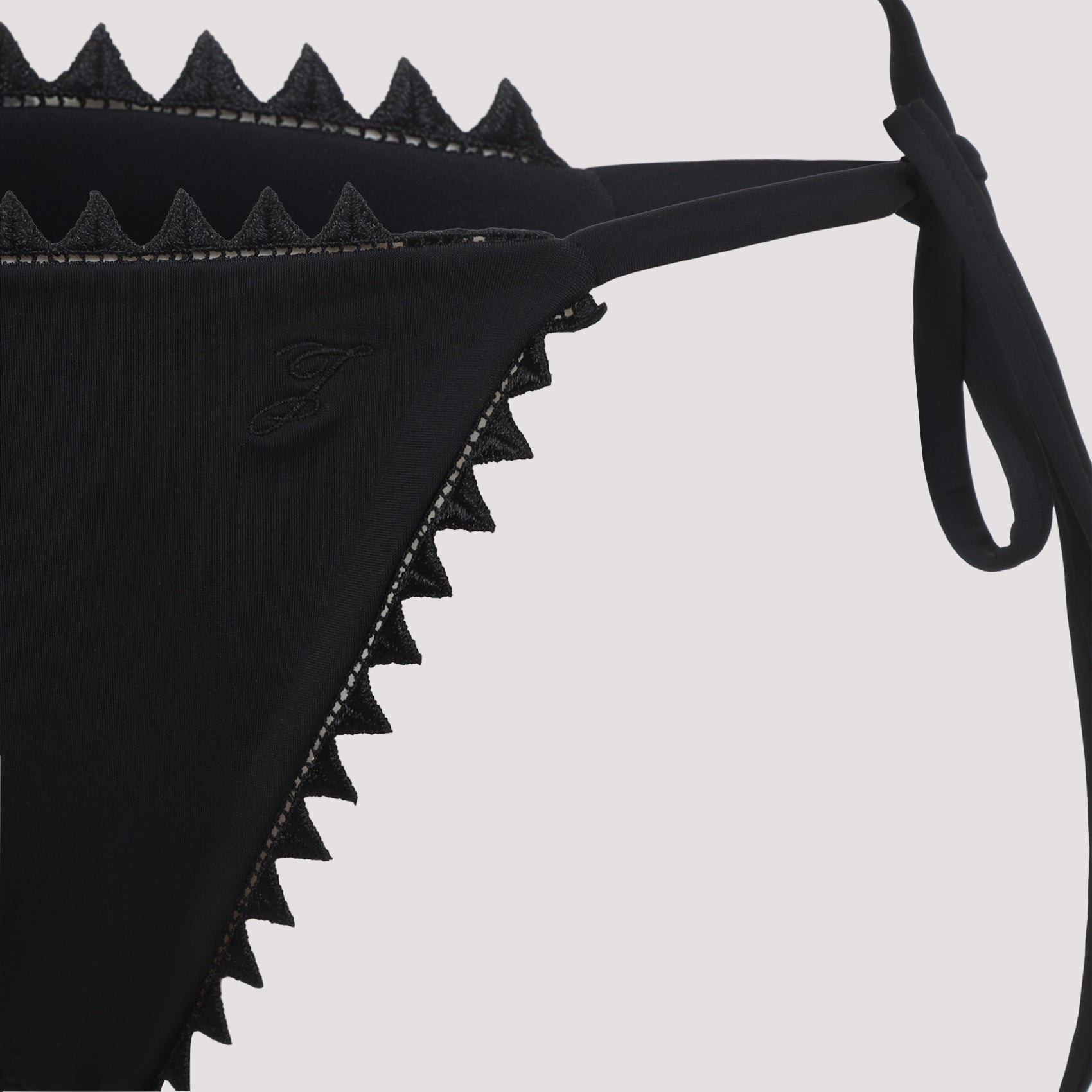 Le Bas De Maillot Picot Slip Bikini Black Polyamide Elastane Swimwear