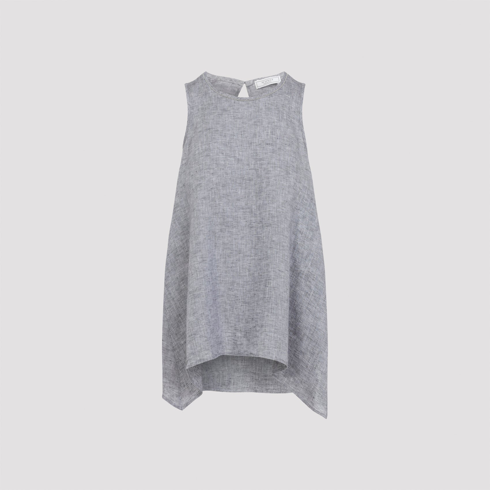Asymmetric Top Blue Linen