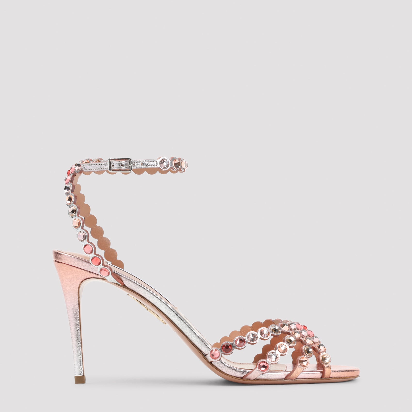 Aquazzurra Tequila 85 Sandal Pink & Purple Leather Strass