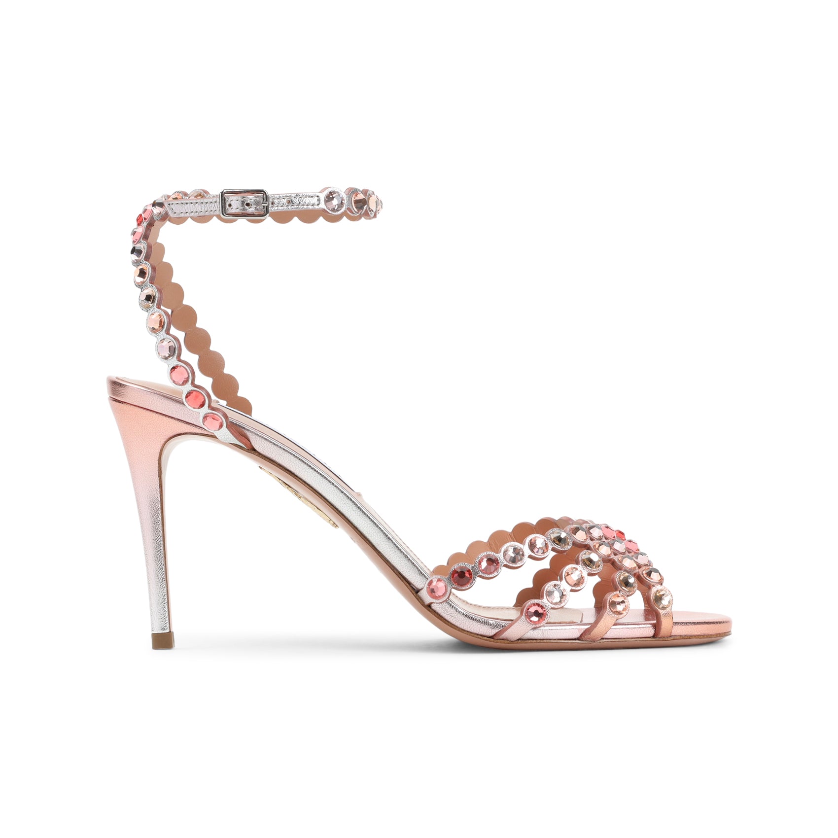 Aquazzurra Tequila 85 Sandal Pink & Purple Leather Strass